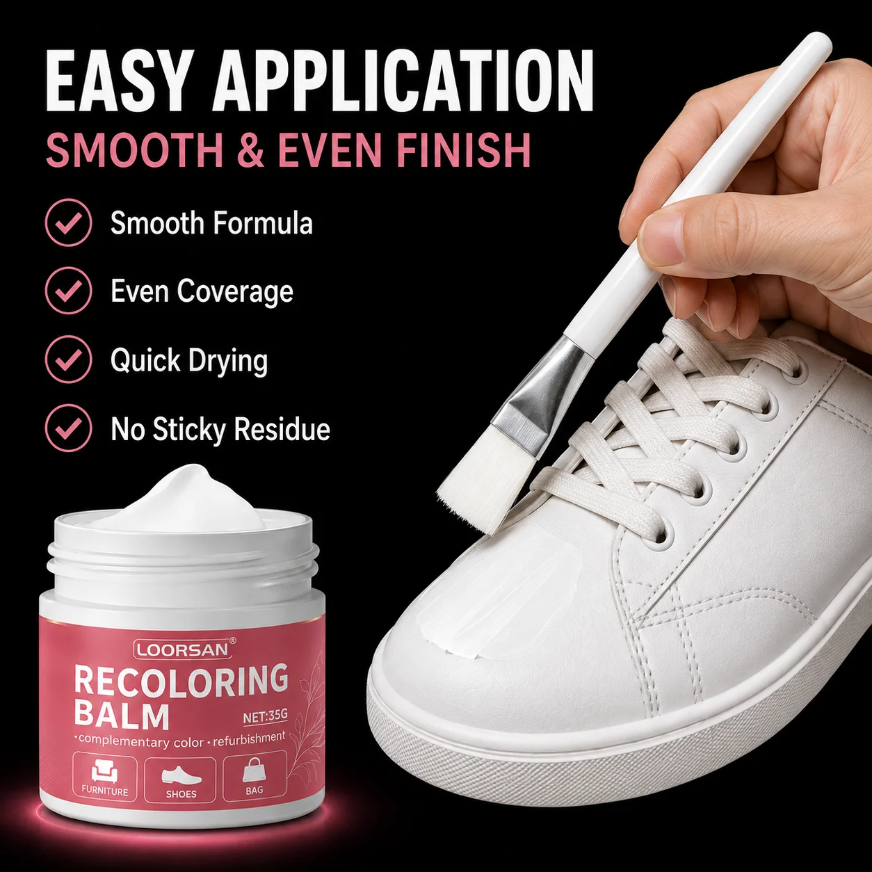 White Shoe Repair Cream 35G Sneaker Recoloring Balm Scuff Mark Cover Whitening Restorer For Leather Shoes Bags Sofa Furniture