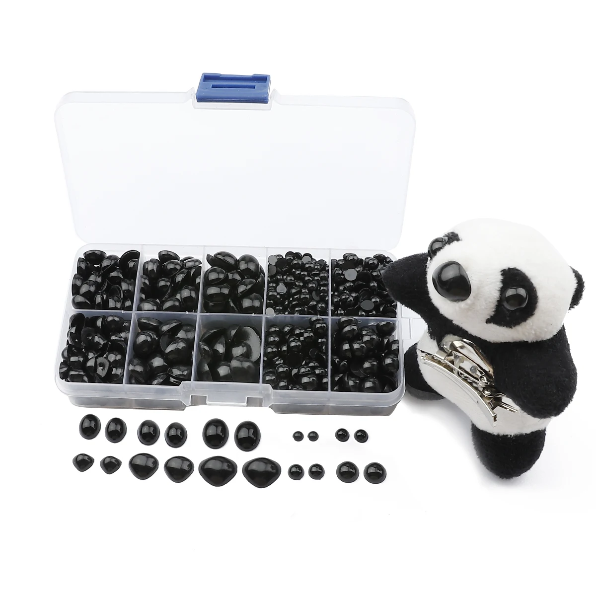 

1000pcs/box Black Plastic Safety Flat Back Eyes Nose Set For Animals Dolls Bear Panda Stuffed Toys DIY Crafts Making Accessories