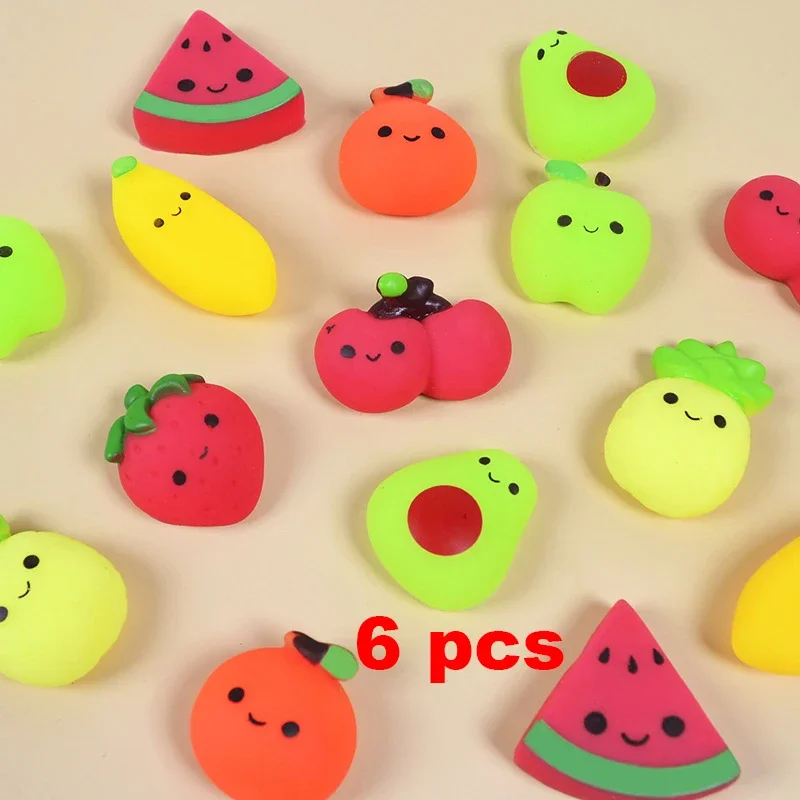 

6 Pcs Novelty Funny Fruit Squeeze Toys Creative TPR Various Shapes Of Fruit Squeeze Soft And Flexible Decompression Toys