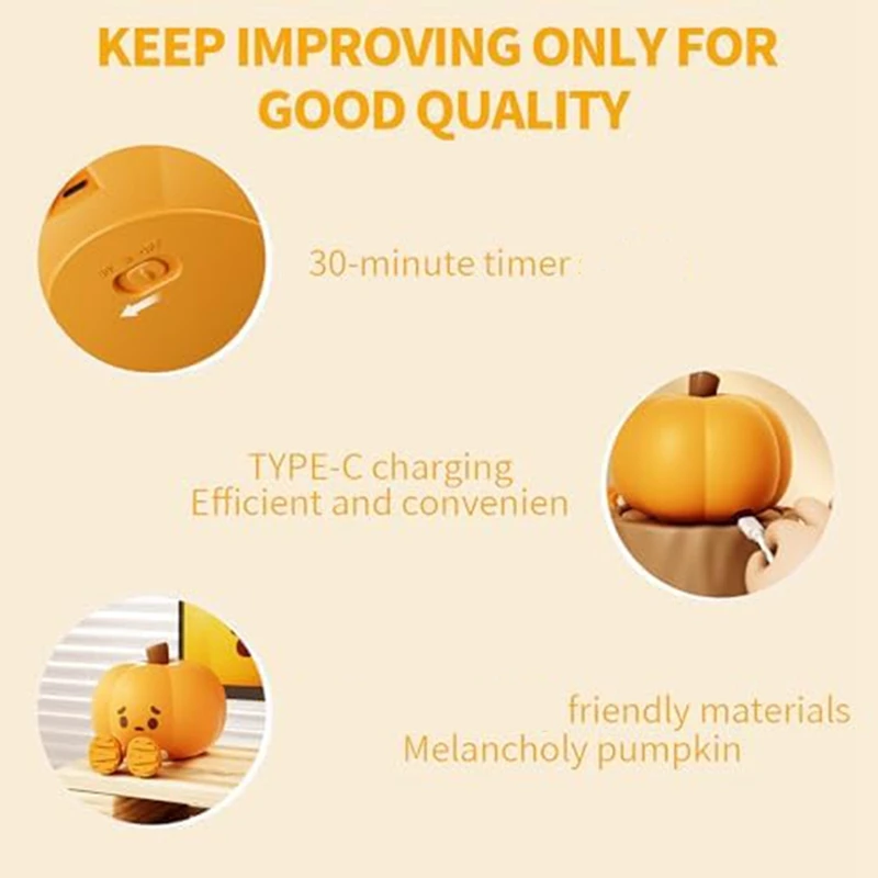 Night Light Cute Lamp Pumpkin Touch Sensor Lamp Christmas Squishy Night Lamp Silicone LED Rechargeable Lamp Durable Easy To Use