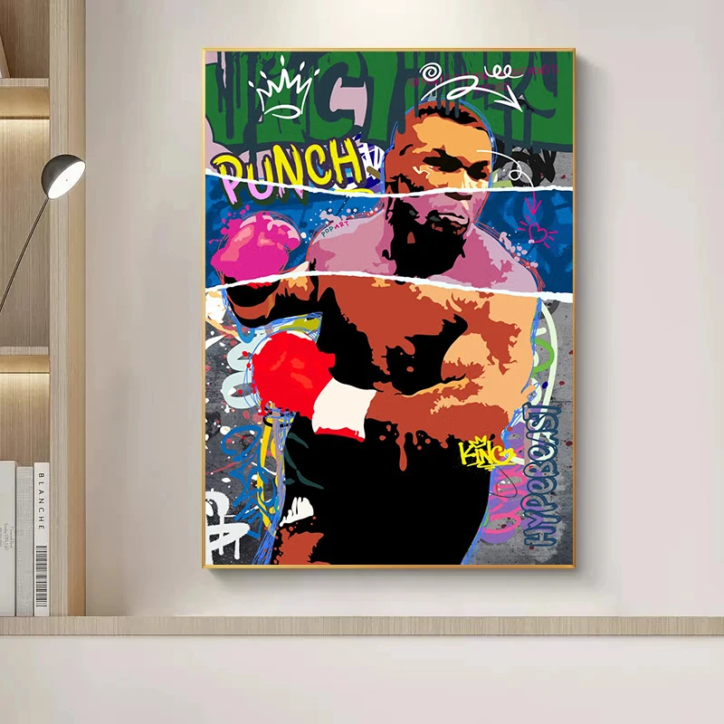 Graffiti Street Mike Tyson Boxing Legend Pop Art Posters and Print Abstract Boxer Canvas Painting Wall Picture Room Home Decor