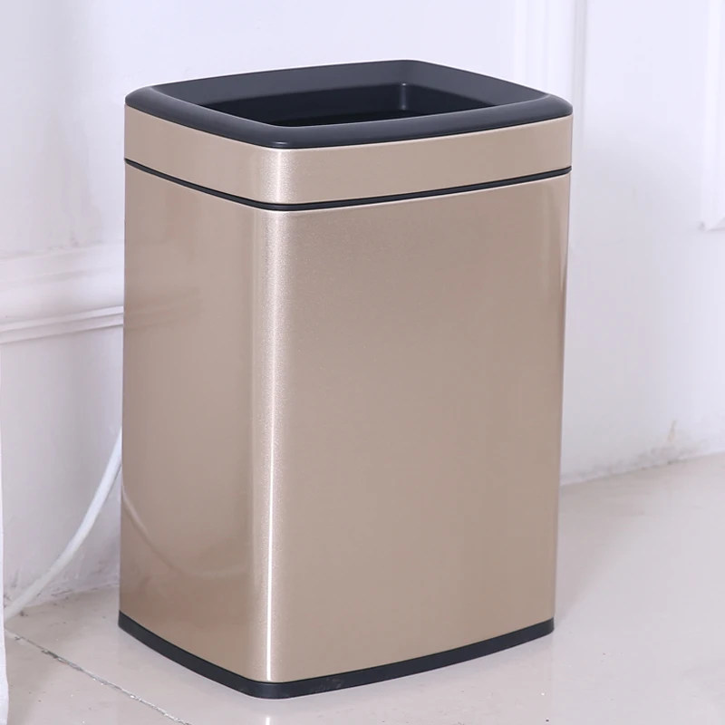 

Stainless steel trash can square uncovered large capacity household bedroom bathroom small