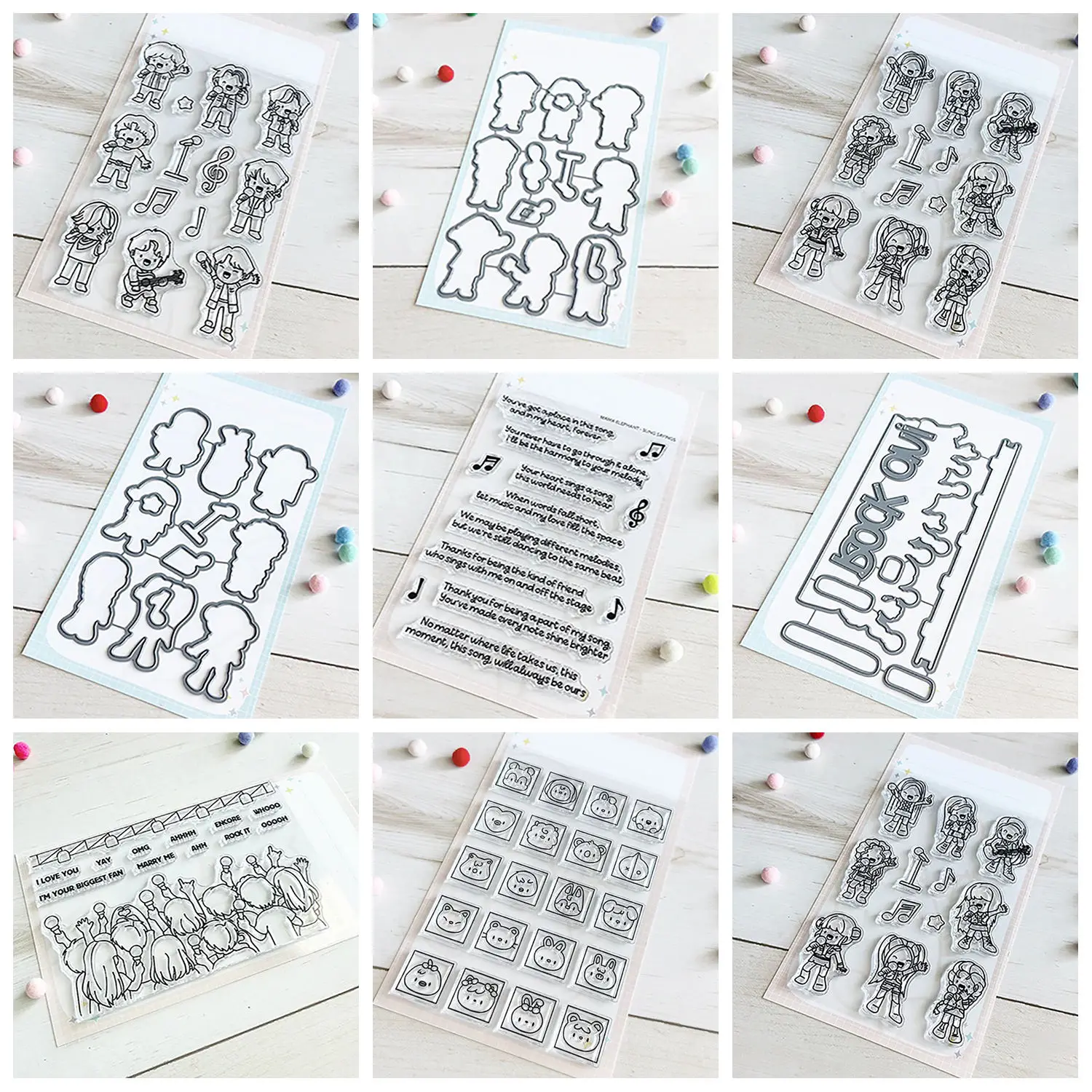Concertgoers Clear Stamps Silikon-Stempel und -Stanzformen für die Kartenherstellung, DIY-Prägung, Fotoalbum, dekorative Bastel-Stanzformen