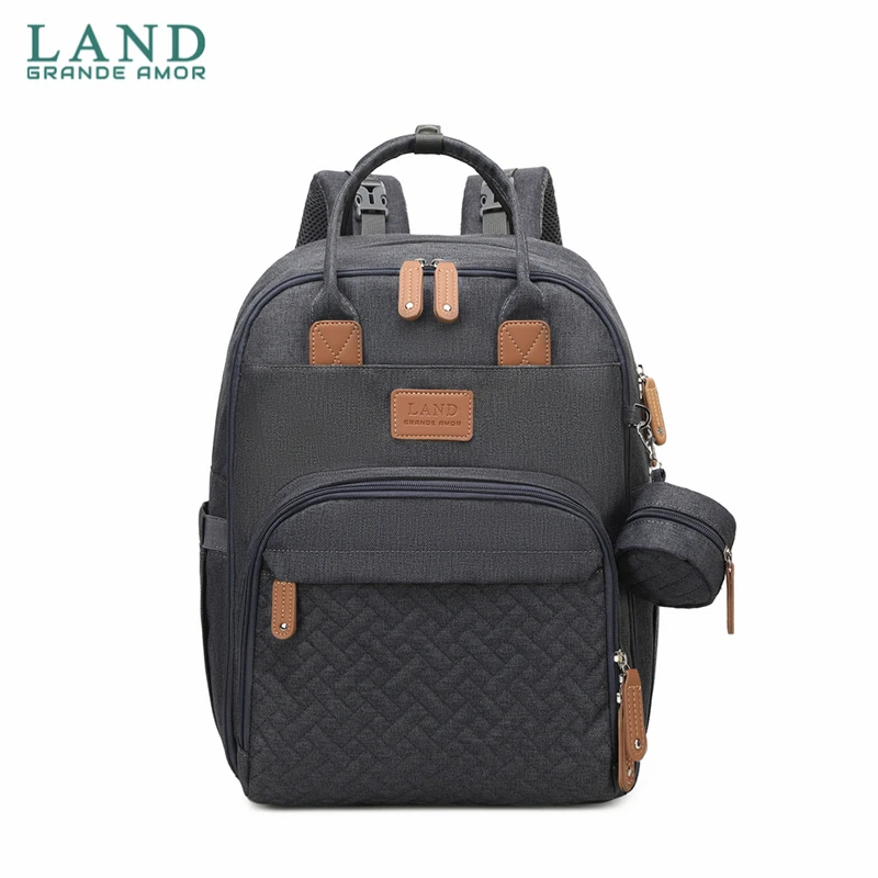 LAND Mommy Borse per pannolini zaino Mummia Borse per pannolini da viaggio di grande capacità Borse per maternità multifunzione con tasca per ciuccio HMB08