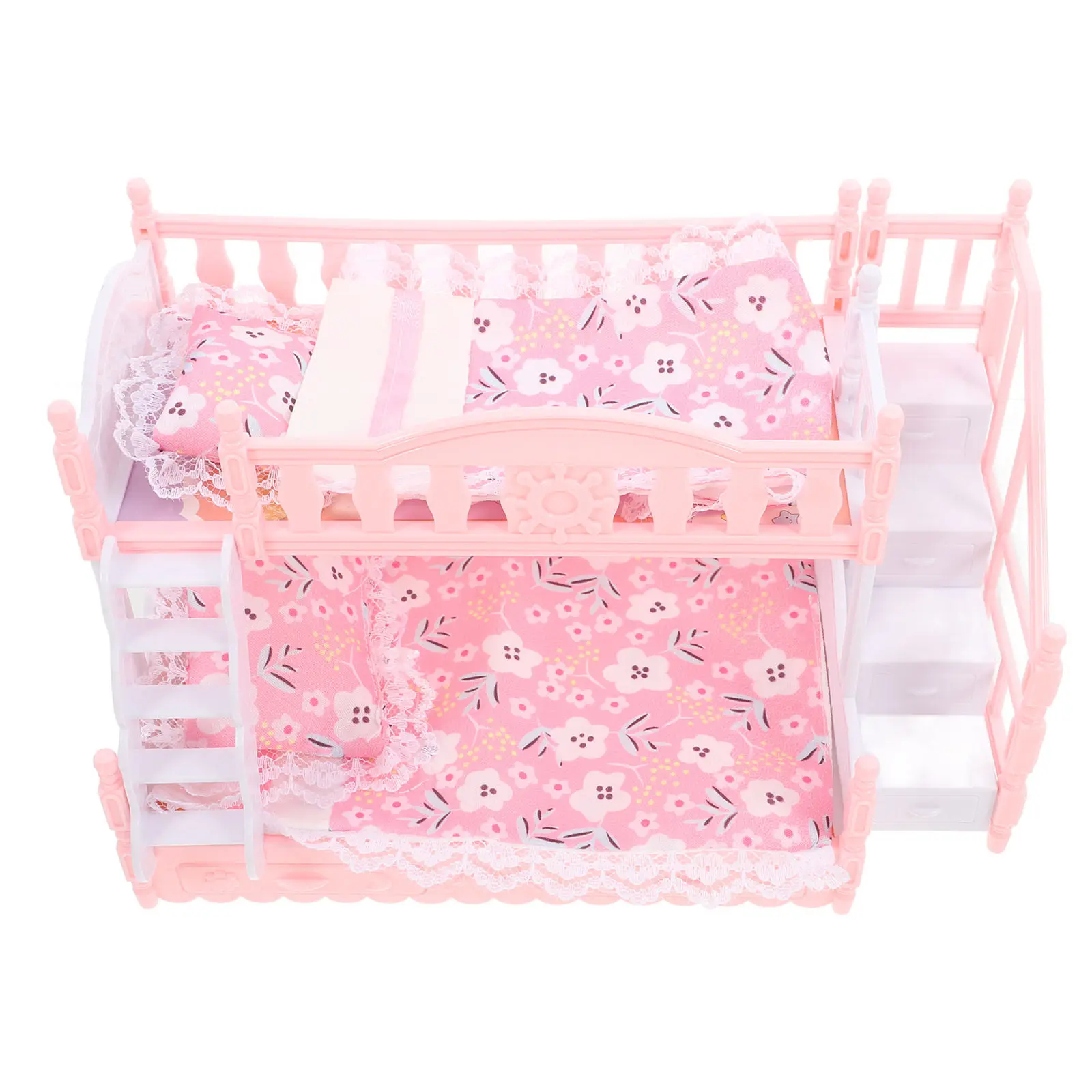

1Set Mini Dollhouse Bunk Bed Set Plastic Crafted Double Layer Bed for Imaginative Play Elegant Room Decor Miniature Furniture