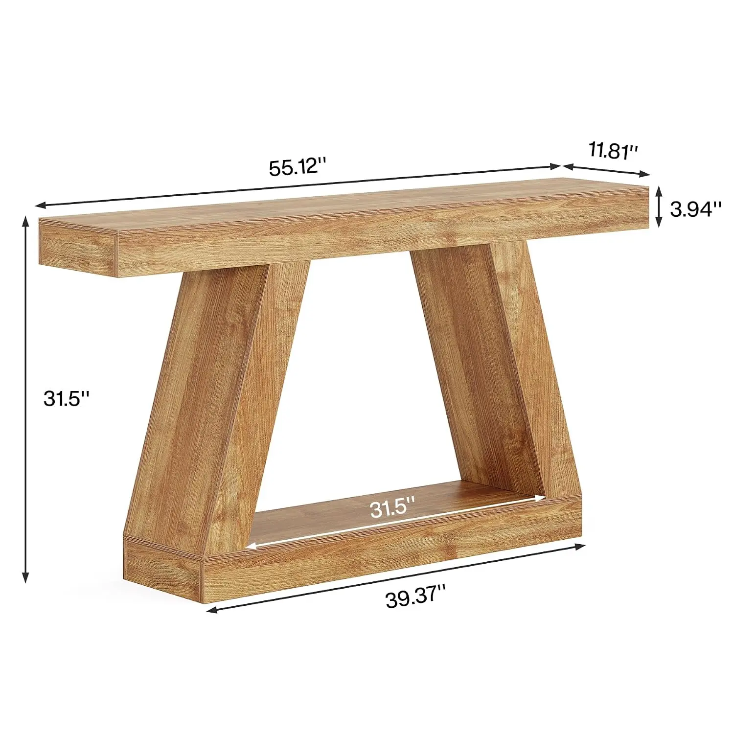 Rustic Wooden Console Table with Storage Shelf, 55-Inch Industrial Entryway Sofa Table for Hallway & Living Room, Customized