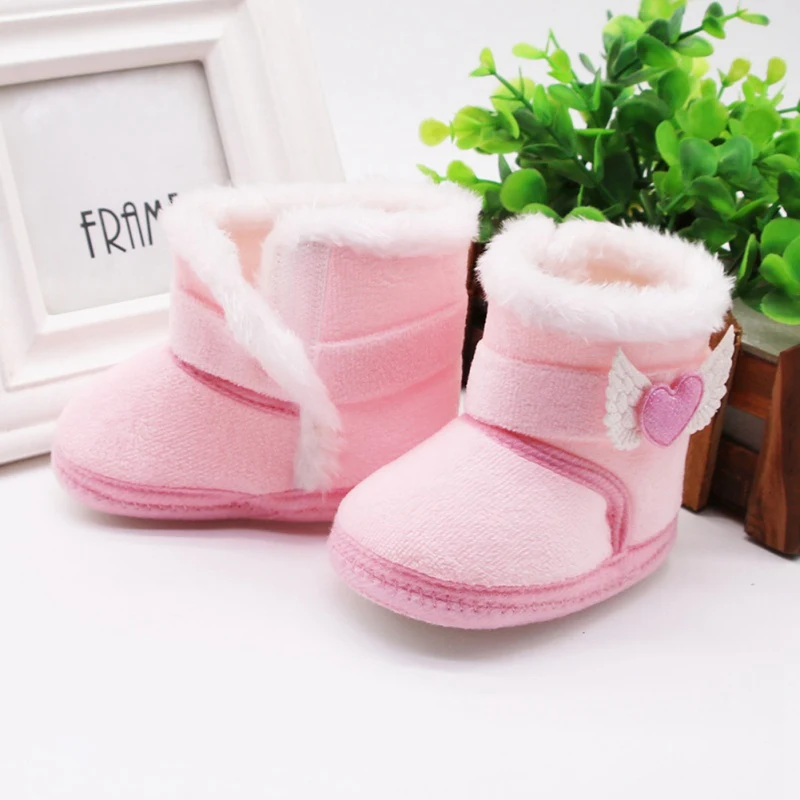 Newborn Baby Girl Plush Snow Booties Winter Warm Shoes Non-Slip Sneaker Walking Soft-Soled Toddler Children First Walkers