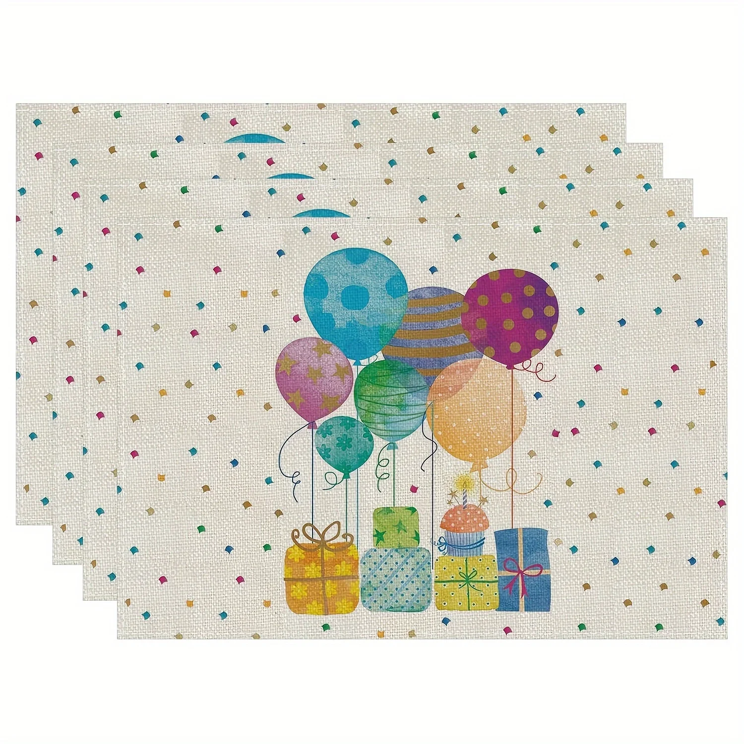 Festive Balloon Gift Box Celebration Placemats Heat Resistant Stain Proof For Birthday Party Family Dinner