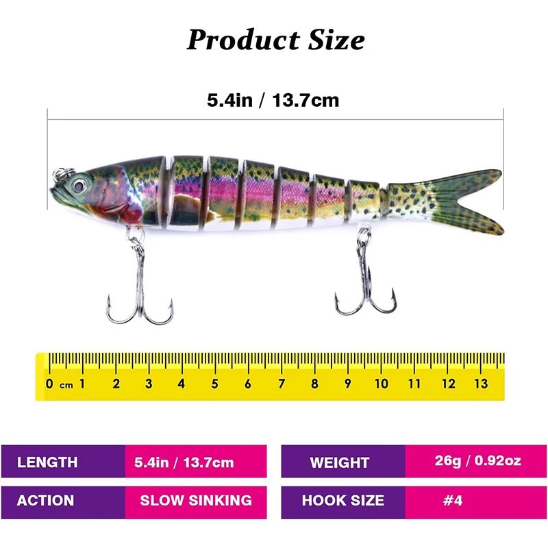 5/3/1Pcs Multi Jointed Fishing Lure Slow Sinking Bionic Segmented Bait Wobble Tackle for Freshwater Saltwater Bass Trout Pesca