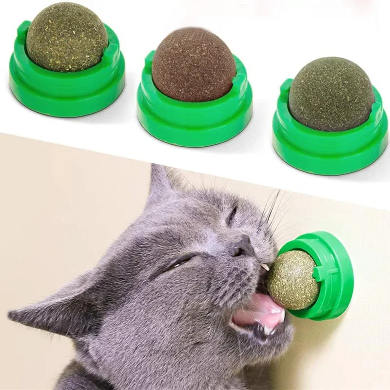 Natural Cat Mint Toy Pet Spinning Ball Cat Mint Sugar Grass Licking Cat Snacks Clean Teeth, Promote Gastrointestinal Digestion