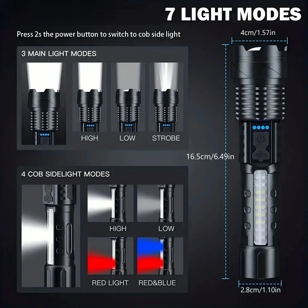 Bike LED Flashlight 1500M Long Range Super Bright Torch Light Type-C Rechargeable Waterproof Cycling Safety Camping Bike Light