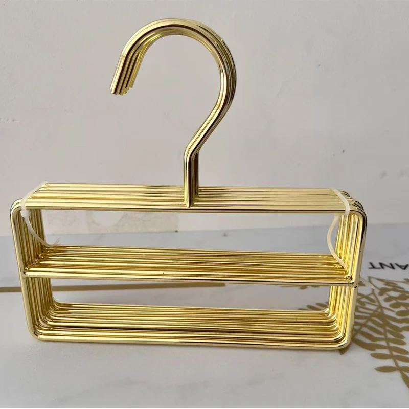 10Pcs/Lot Nordic Style Rose Gold /Gold Double-deck Iron Scarf Towel Hanger Clothes Rack Scarf Silk Scarf  Tie Bra Organizer