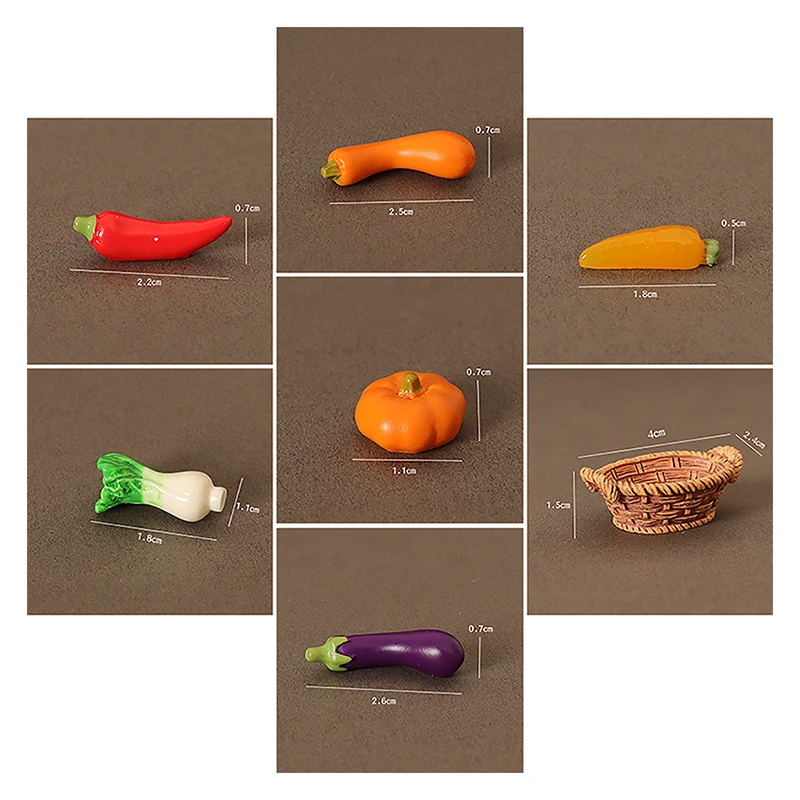 1/12 Dollhouse Simulation Vegetable Basket Set Dollhouse Vegetables Decoration Dolls House Miniature Kitchen Play Toys