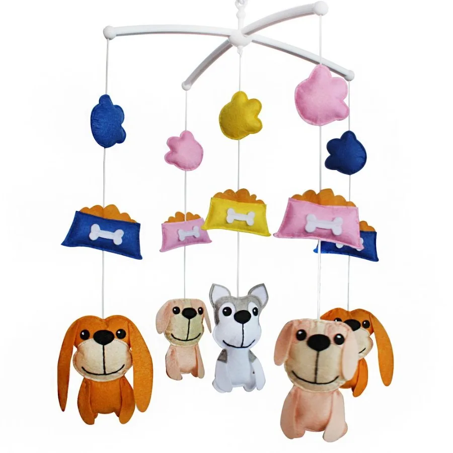 

Handmade Baby Crib Mobile Baby Musical Mobile Nursery Room Hanging Animal Toy Dr; Lovely Dogs