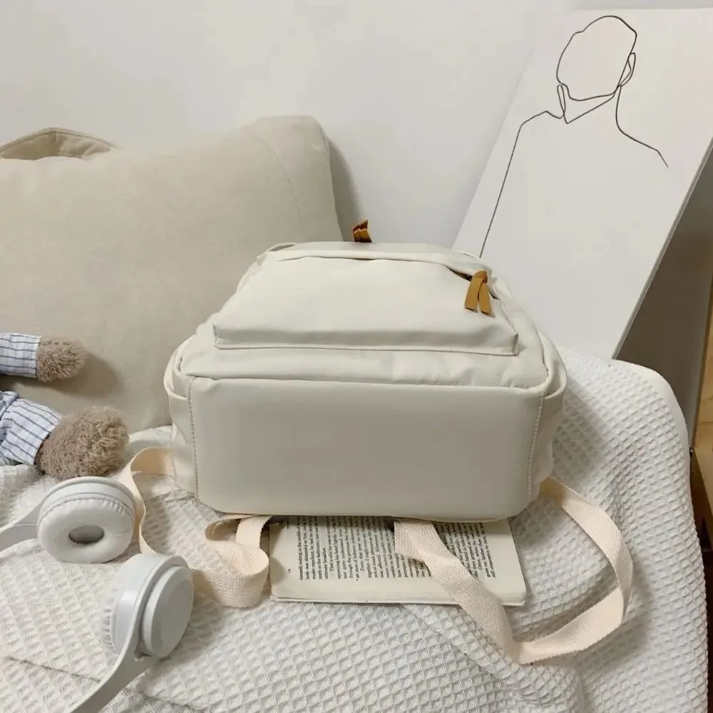 Durable Solid Color School Bag Casual Fashion Large Capacity Bag Simple Nylon Student Backpack Study