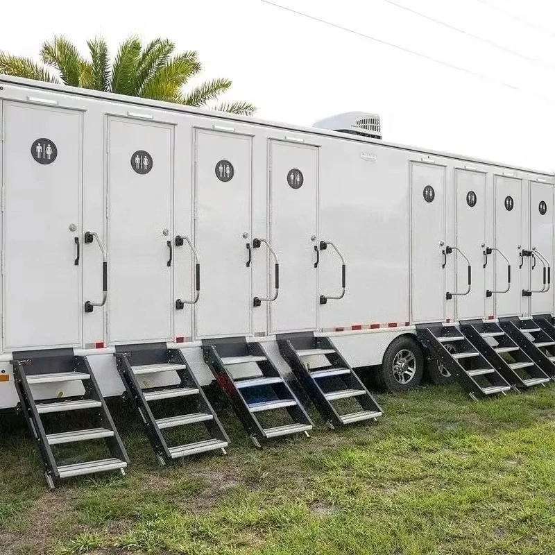 Customized Modern 8-Stall Luxury Portable Bathroom Trailer Independent Toilet Shower Private Compartments Outdoor Wedding