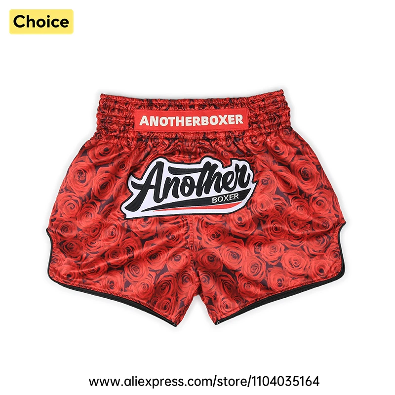 Boxshorts mit floralem Rosenmuster, Satin-Muay-Thai-Kampfhose, stilvolle Herren-, Damen- und Teenager-Kampfsport-Gym-Wettkampf-Trainingshose