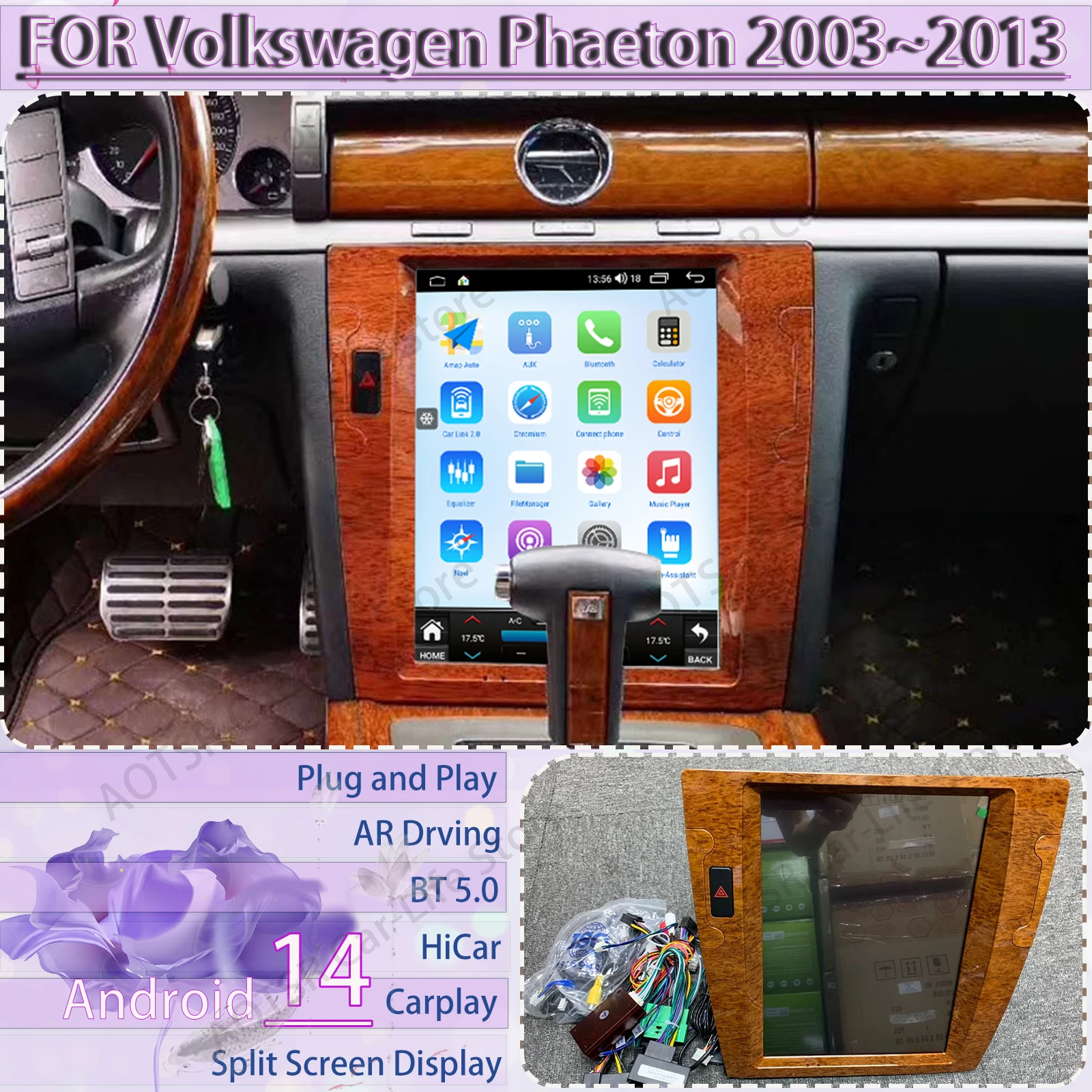 Vertical Screen Automotive Multimedia Android 14 For Volkswagen Phaeton 2003 2004-2013 CAR GPS Navigation Stereo Radio Head Unit