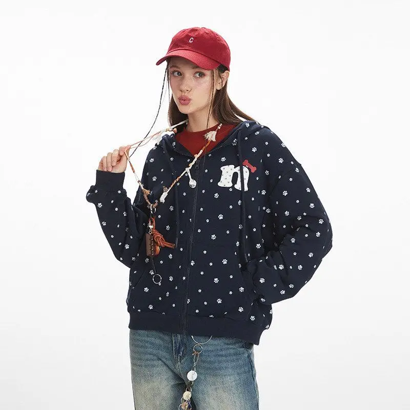 HeyHenry Women's ort Printed Monster Patterned Jaet Casual Hoodie Sle Polyester Blend Long Sve Zipper Closure Cardigan