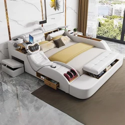 MANBAS Modern MULTIFUNCTIONAL Tech SMART BED 2 People | FUTURISTIC FURNITURE | Ultimate Massage Tatami Genuine Leather Beds