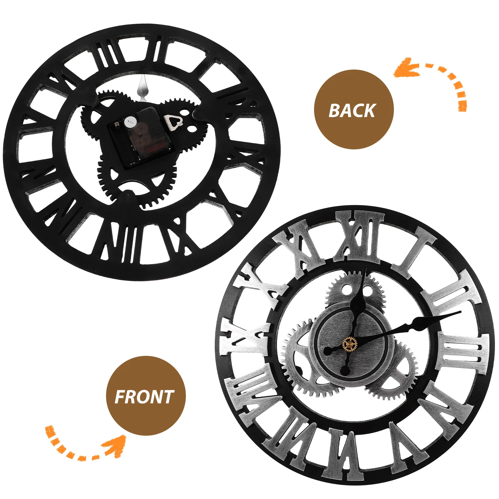 

Retro Gold Gear Clock Rome Wall Hanging Mute Fashion Decor for Home Art Decorative
