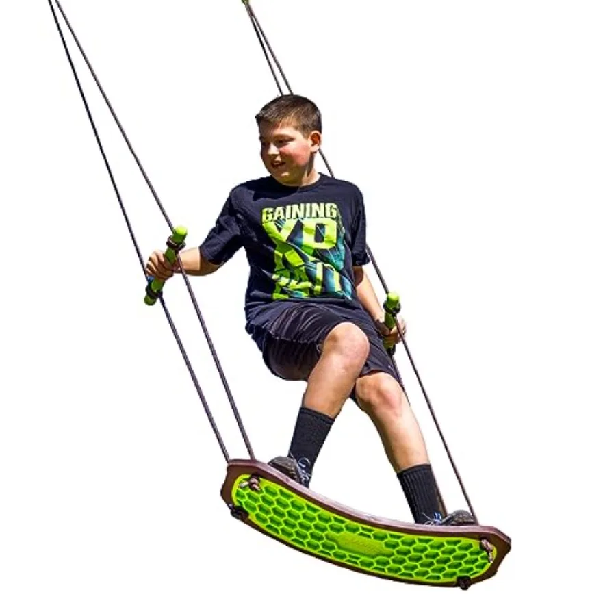 

Kick Stand Up Surfing Tree Swing Outdoor Swings for Kids Up to 200 Lbs - Hang from Up to 10 Feet High - Includes 24" SwingBoard,