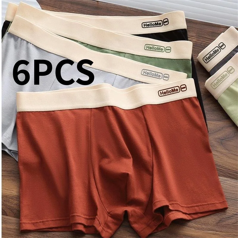 

6Pcs Men Underwear Pure Cotton Boxer Shorts Hombre Panties Man Breathable Antibacterial Underpant Sexy Sports Comfort Man Boxer