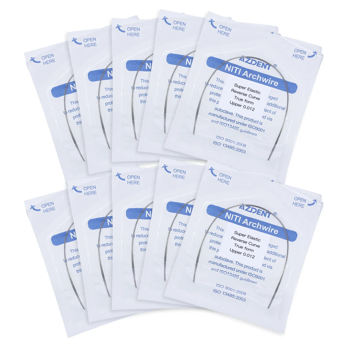 10 Packungen AZDENT Dental Kieferorthopädische Reverse Curve Bogen Drähte Runde Rechteckige True Form Super Elastische NITI Legierung 2 teile/paket – Detail 6