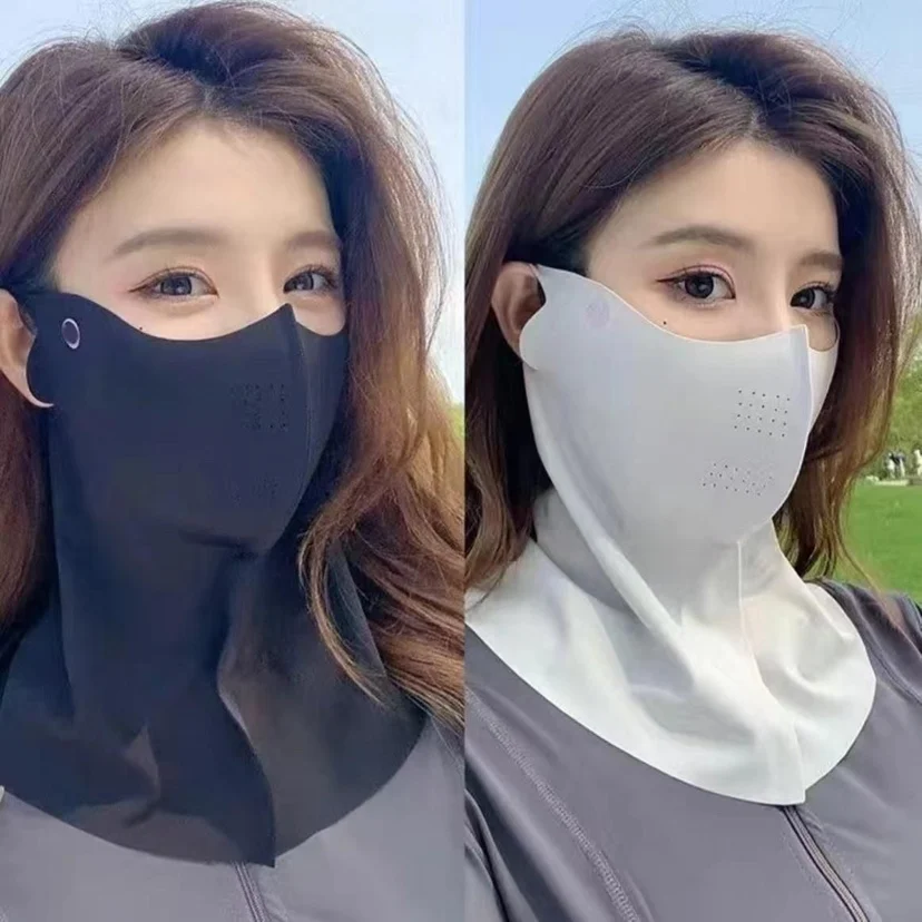 Ladies And Men's Summer Full Face Hyaluronic Acid Sunscreen Mask UPF 500+UV Protection Breathable Ice Silk Mask for Outdoor Spor