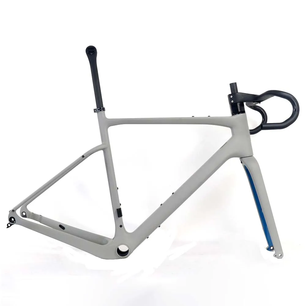 

Grey Matte with FK059 Fork Flat Mount Max Tire 54C Di2 Hidden Cable Carbon Bike Frame Cyclocross Frameset Gravel