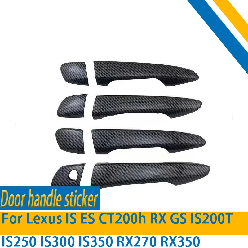 Carbon Fiber Black Car Door Handle Cover Stickers Accessories For Lexus IS ES CT200h RX GS IS200T IS250 IS300 IS350 RX270 RX350