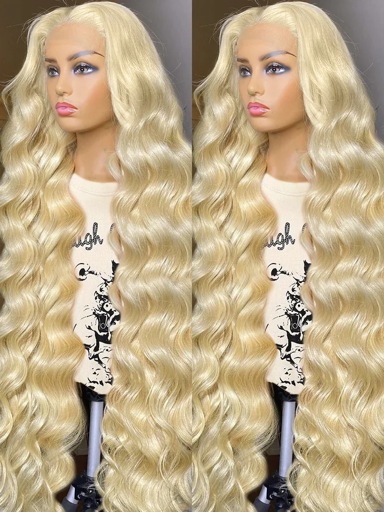 250 Density Brazilian 30 36 Inch Body Wave 613 Honey Blonde Transparent Lace Front Human Hair Wig 13x4 13x6 Lace Frontal Wig