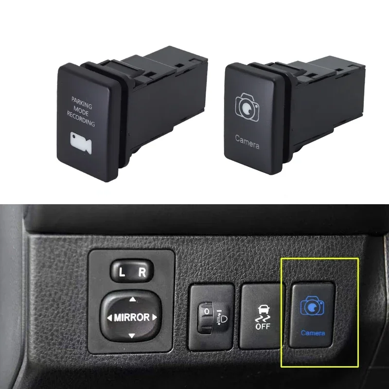

1PC Car Blue LED Parking Radar Air Purge camera Tank Switch Push Button For Toyota Camry Prius Corolla PRADO RAV4 Accessories