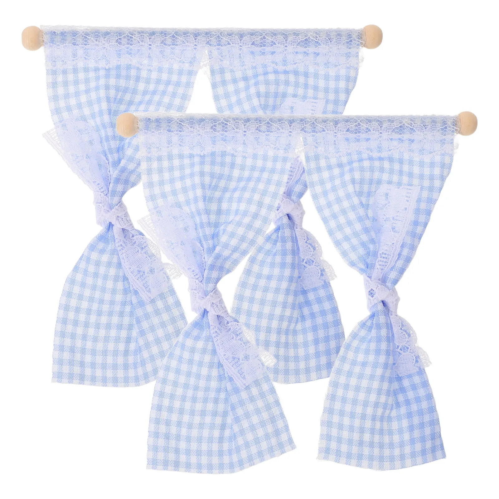 

2 шт. миниатюрных штор для кукольного домика, аксессуары, карниз, масштаб 1:12, для спальни, гостиной, оконные занавески, DIY, рукоделие