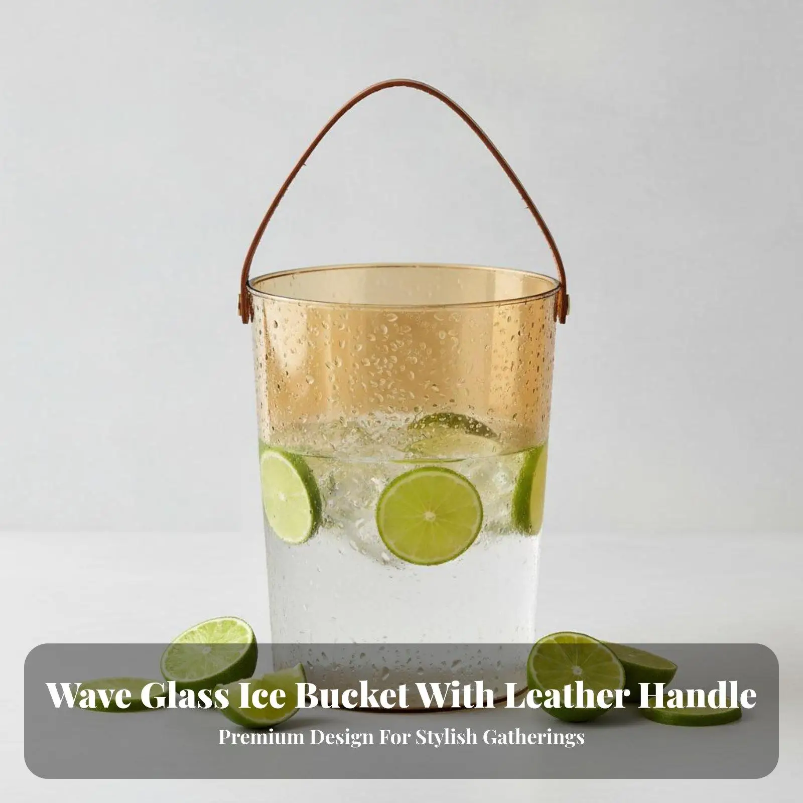 Minimalist Transparent Serving Pail for Champagne with Leather Handle Shatterproof Drink Cooler for KTV Restaurant Outdoor Use