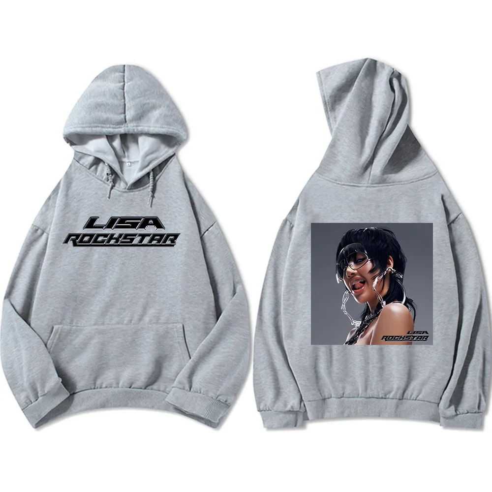 ملابس رجالية من LISA ROCKSTAR بغطاء للرأس، سويت شيرت بطباعة جرافيك، ملابس الشارع كاجوال للجنسين، بلوفر مريح للشتاء