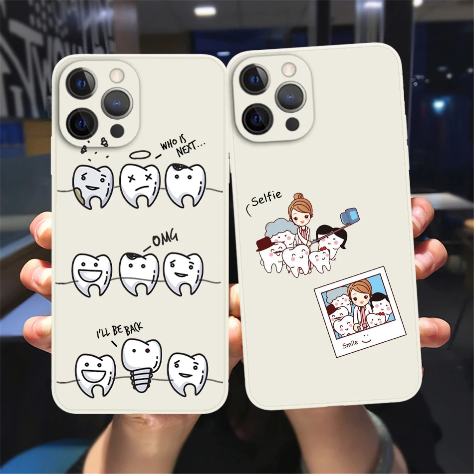 Dentist Teeth Tooth Candy Color White Phone Cover For iPhone 11 12 13 14 Pro Max X XR XS Max 7 8 14 Plus 13 Mini Soft TPU Case