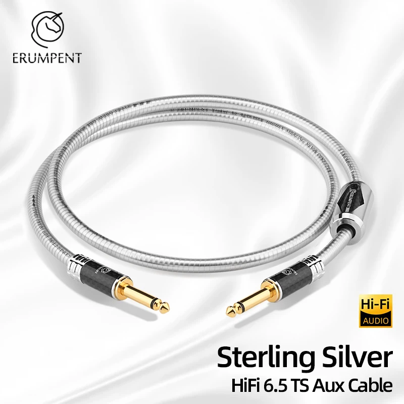 HiFi 6.5mm Audio Cable 1/4 Inch Guitar Instrument Cable Hi-end Sterling Silver 6.5mm TS Mono Cable for Guitar Piano Amplifier