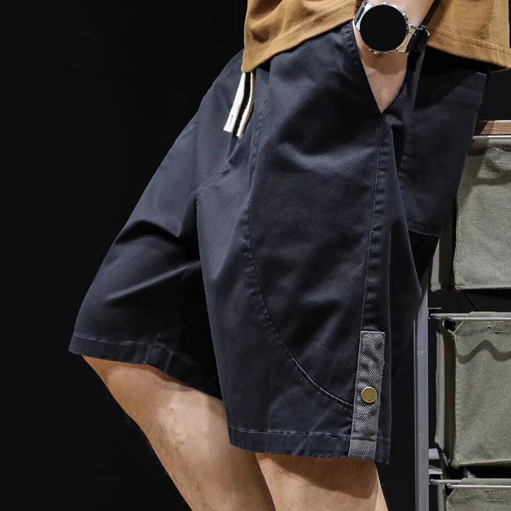 Ice Silk Shorts Mens Cargo Shorts Daily Use All Seasons Wear Casual Solid Color Style Lightweight Polyester Fabric