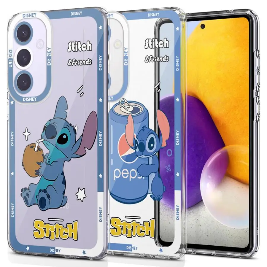 Cartoon Disney Stitch Cover Case for Samsung Galaxy A35 A55A53 A54 A73 A34 A33 A25 A24 A13 A14 A15 Clear Soft Shell