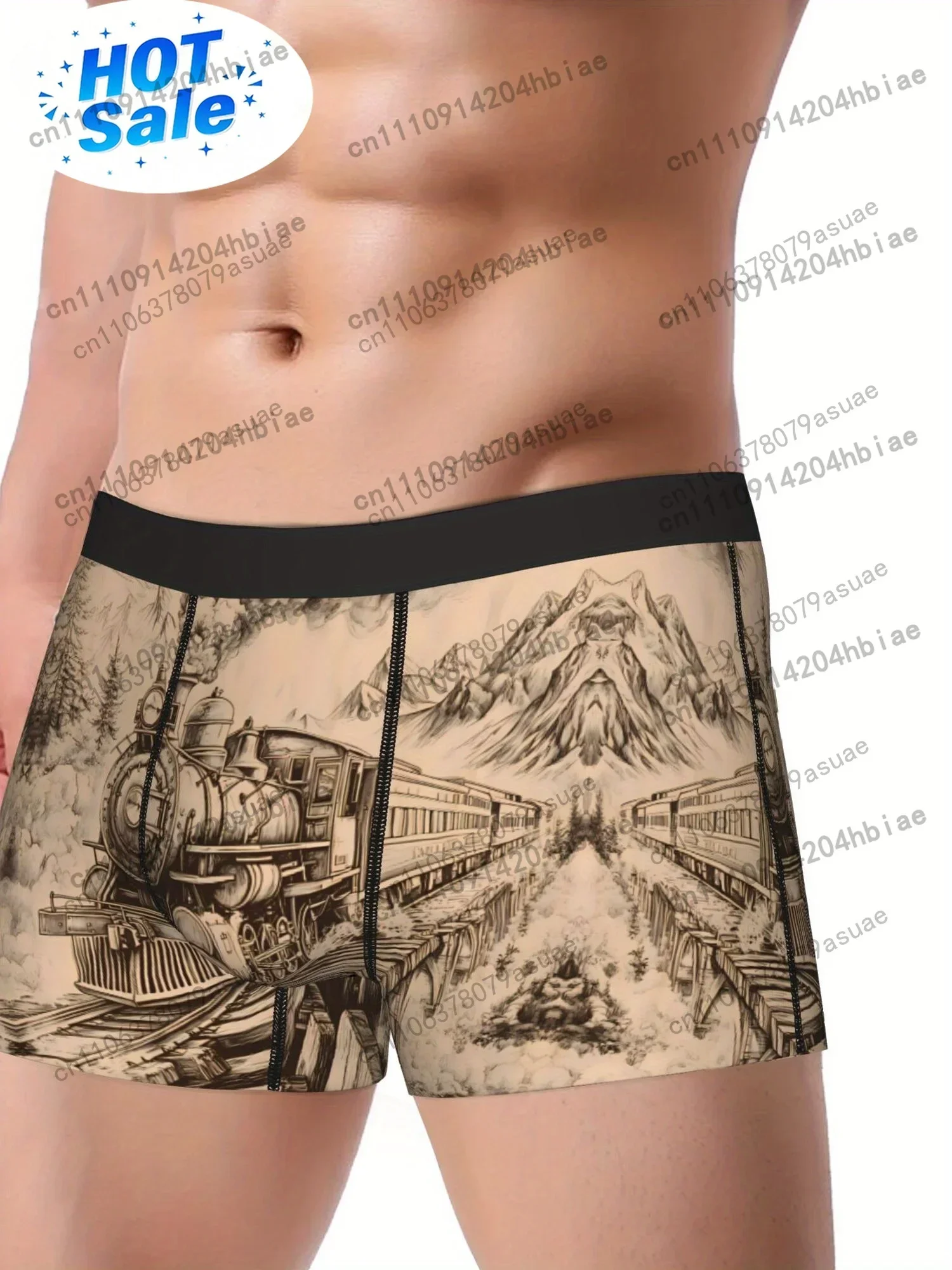 Steam Train Underwear Polyester Briefs Underpants Black