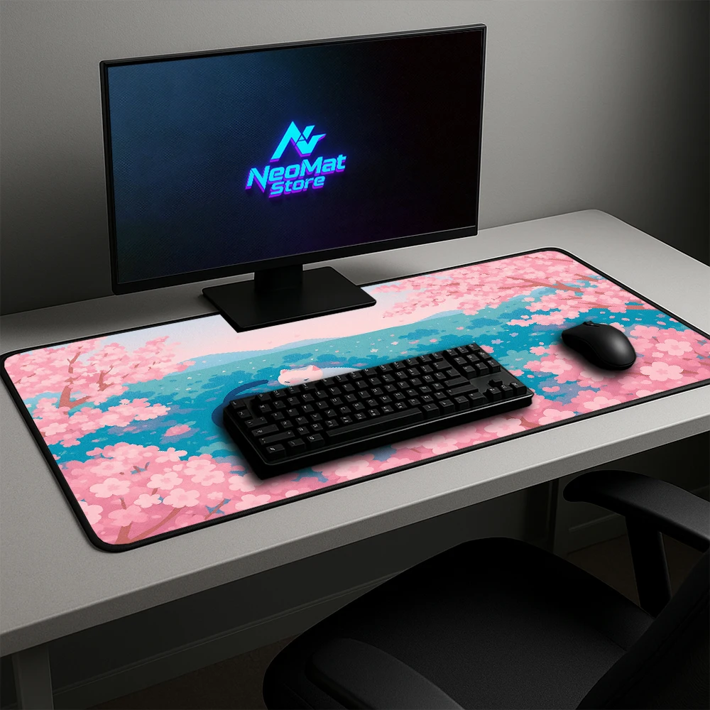 Pink Office Mouse Pad Xxl Cat Desktop Accessories Aesthetic Carpet Keyboard Mat Blue Mousepad Kawaii Computer Mat for Desk Cute