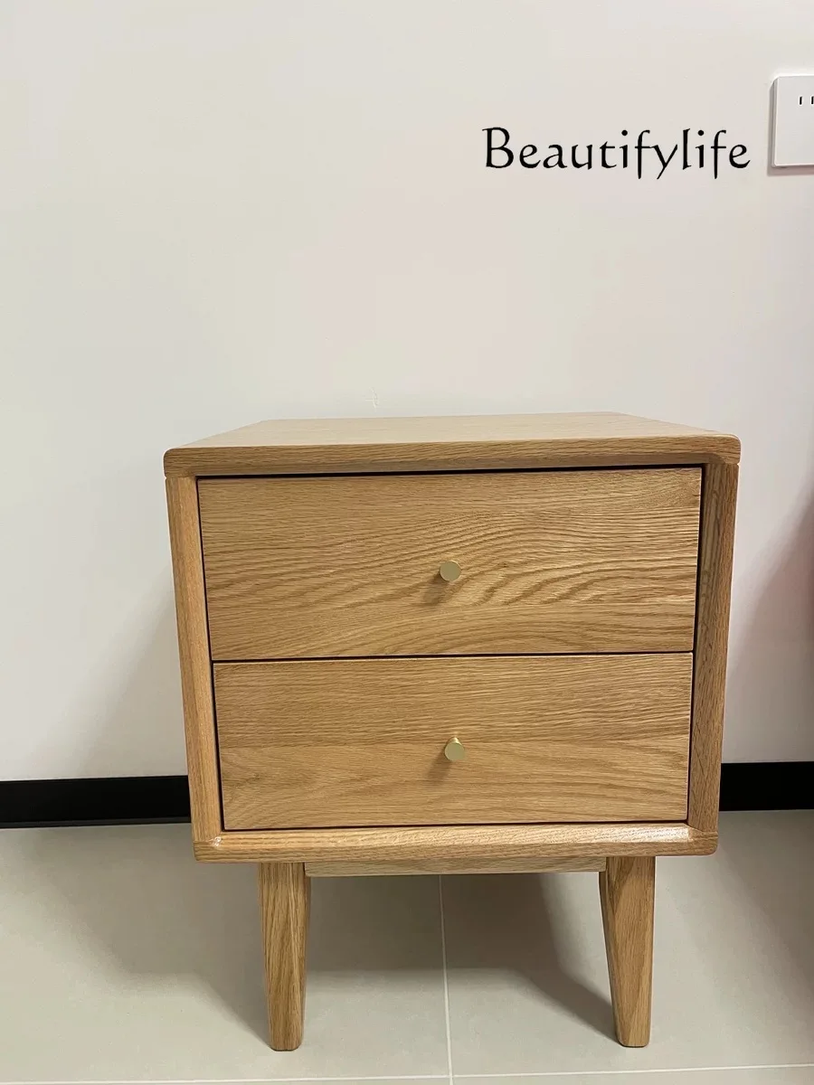 

Storage Solid Wood Bedside Cabinet Modern Minimalist Oak Bedside Cabinet Nordic Bedroom Log Locker