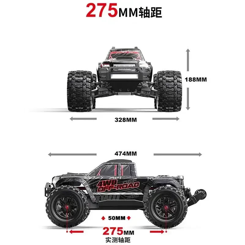 Mjx 1/10 Little Monster 10208 Rc Electric Remote Control Car High Speed Brushless 4wd Simulation Climbing Car Model Toy Gift