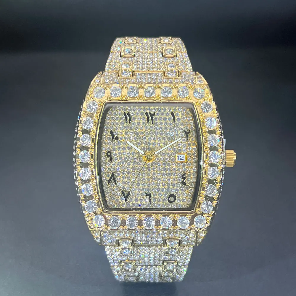 

Роскошные мужские часы Iced Out, брендовые MISSFOX, кварцевые часы в стиле хип-хоп с квадратными бриллиантами, модные спортивные часы с силиконовым ремешком, мужские часы Tonneau