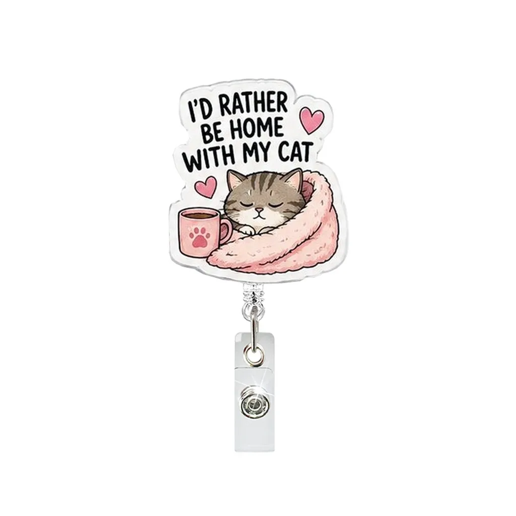 Cute Badge Holder Lightweight Acrylic Badge Reel Retractable Badge Reel Retractable For Office Hospital Work Id Holder