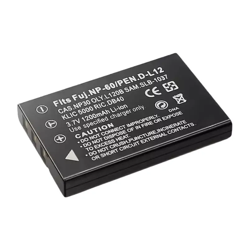 NP60 1137 1037 NP30 KLIC-5000 D-Li2 Li-20B DL12 Camera Rechargeable Lithium Battery