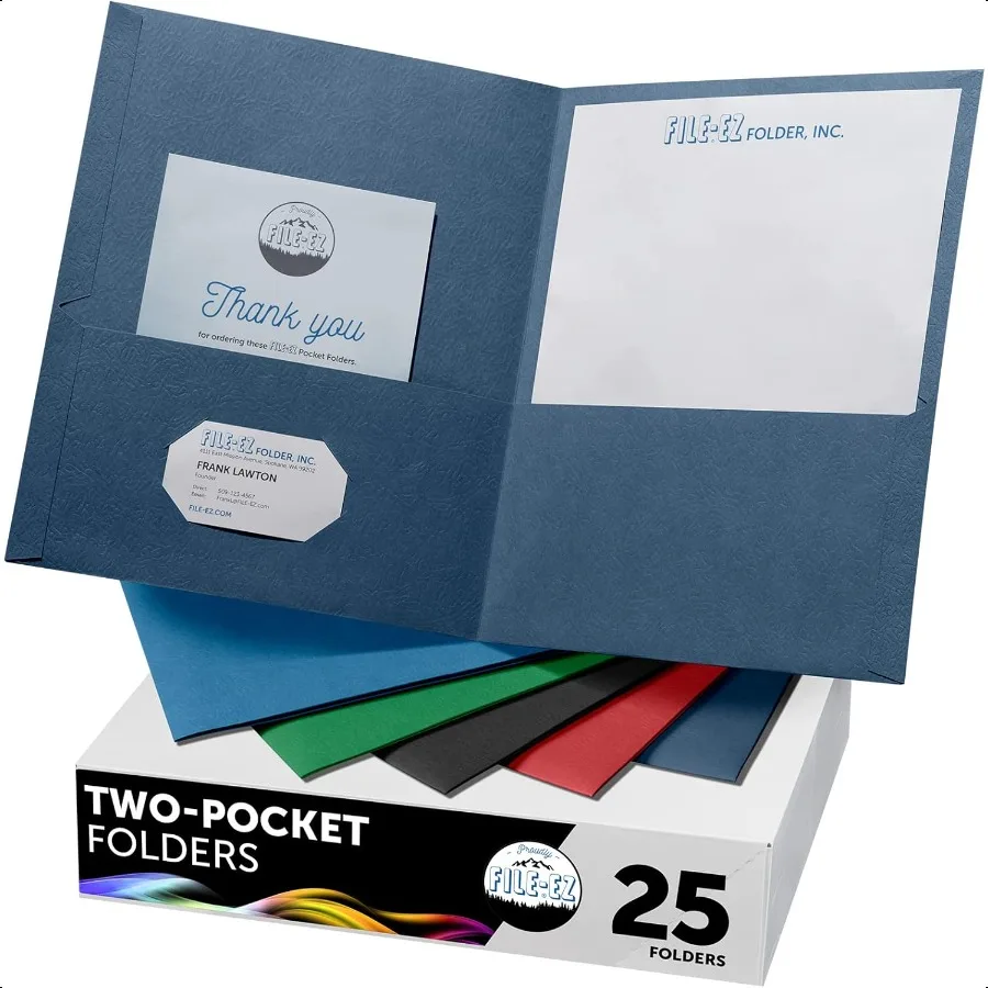 

TwoPocket Folders Assorted Colors 25Pack Textured Paper Letter Size EZ32500