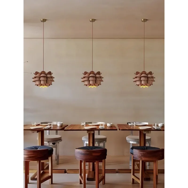 Japanese Restaurant Chandelier Hotel Hot Pot Restaurant Dining Table Light Log Wind Homestay Personality Creative Petal