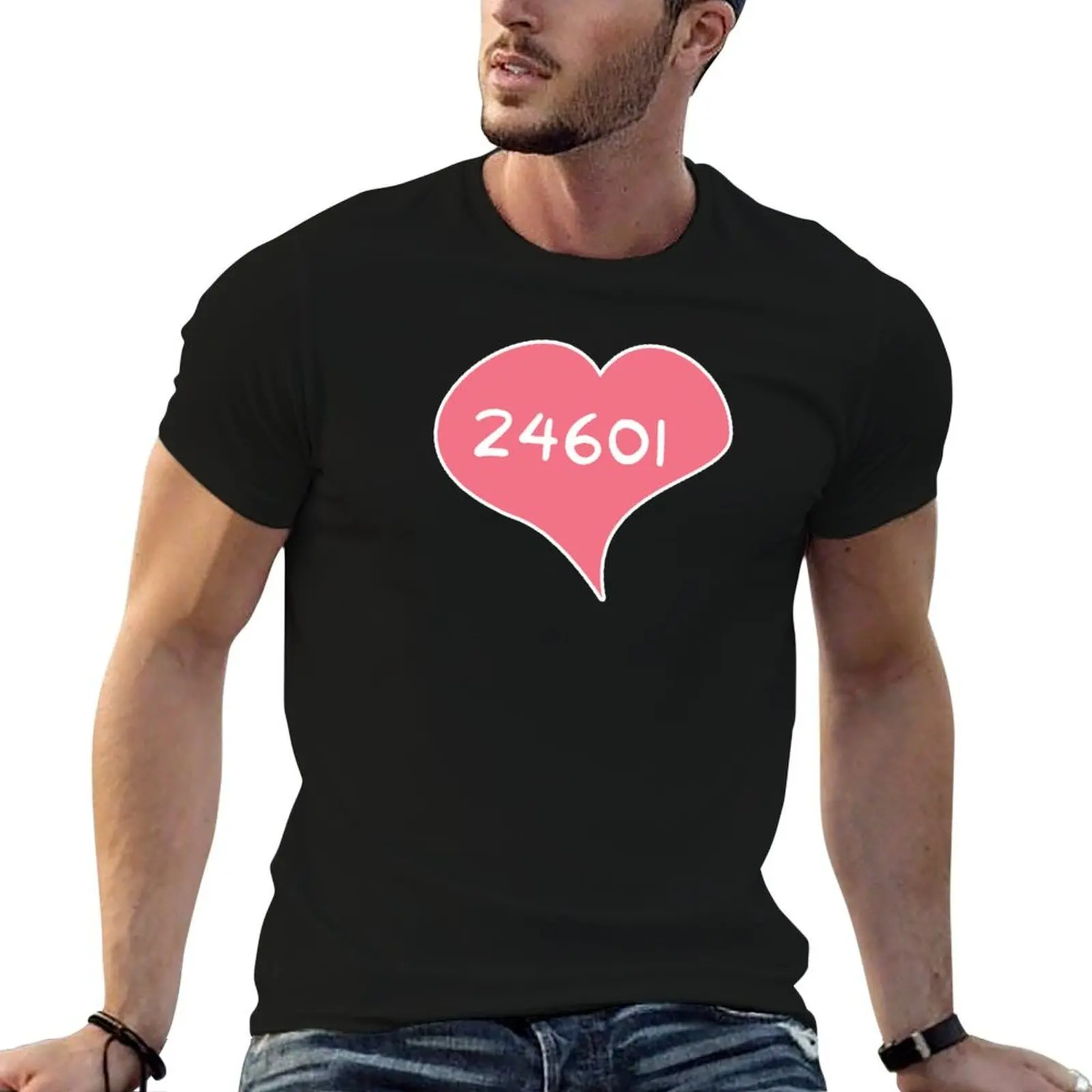 24601 Pink Love Heart T-Shirt Trend Art Print T-Shirt
